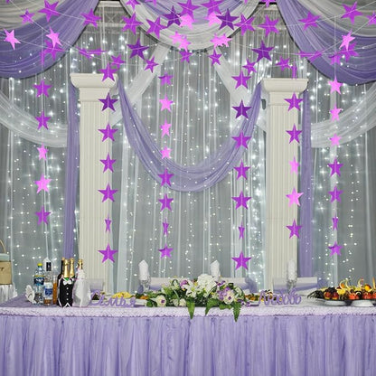 Spakon 65 Feet Glitter Star Paper Garland Banner Hanging Decoration Star - Image 5