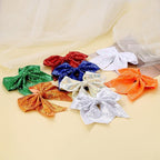Large Glitter Cheer Bows Clips, Jumbo Big 7 Inch Cheerleading Sequin Hair Bow Hair Accessories for Teens Girls Football Sports Cheerleader Outfit Uniform (Bright Orange)