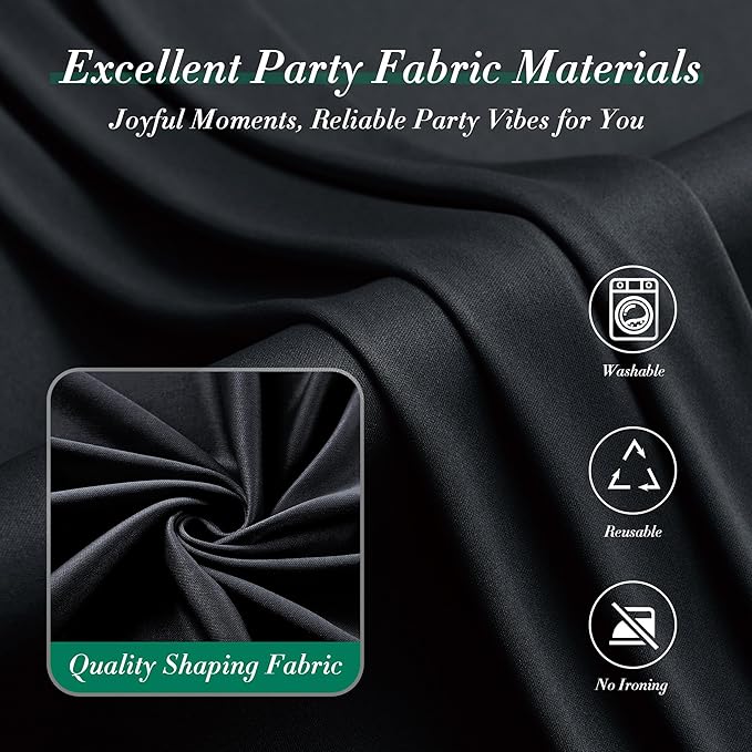 40 ft x 10 ft Wrinkle Free Black Backdrop Curtain - Image 7