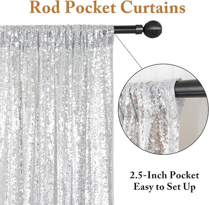 ShinyBeauty Silver Sequin Backdrop 2 Pieces, Photograph Background 7FTx7FT - Image 5
