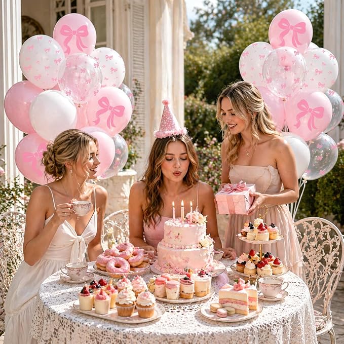 60pcs Pink Bow Balloons 12inch - Image 5