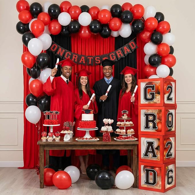 Graduation Decorations 2026 Red and Black Balloon Boxes - Image 7