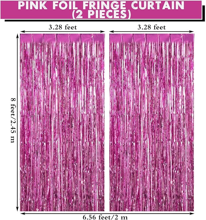 2 Pack Fringe Curtains Foil Shiny Fringe Backdrop Tinsel Door Streamers Foil - Image 2