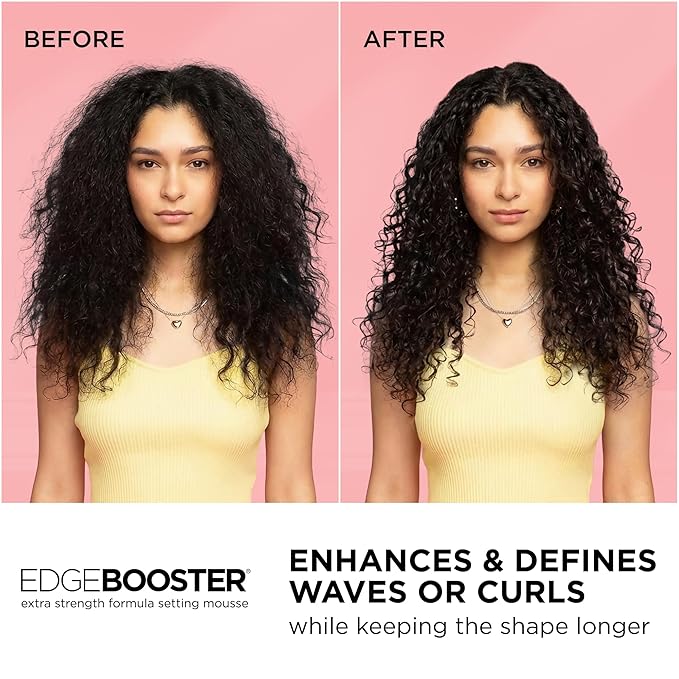 Style Factor EDGE BOOSTER Extra Strength Setting Mousse – Frizz Control, Extra Volume, and Conditioning – 6.4oz Green Beryl Mousse for Curly Hair