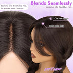 Black Synthetic Hair Toppers for Women with Thinning 3D 360° Cover Clip in Wispy Bangs Upgraded Adjustable Bandage 24 Inch Long Layered