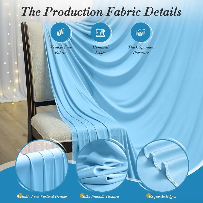 10 ft x 8 ft Wrinkle Free Baby Blue Backdrop Curtain - Image 2