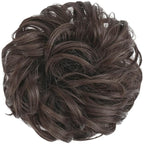 FESHFEN Messy Bun Hair Piece - Elastic Wavy Curly Hair Bun Scrunchies Extensions Synthetic Chignon Hairpieces for Women Girls, Dark Brown 1.5 oz