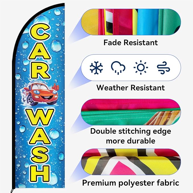 1PC Double Sided Car Wash Feather Flag - Image 6