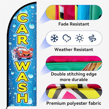 1PC Double Sided Car Wash Feather Flag - Image 6