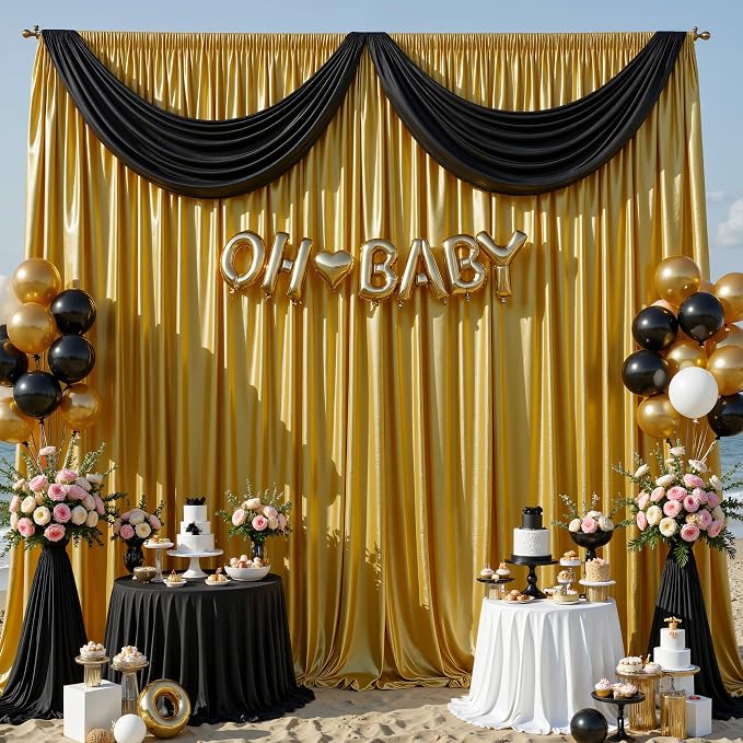10x10ft Dark Gold Glitter Backdrop Curtain - Image 7