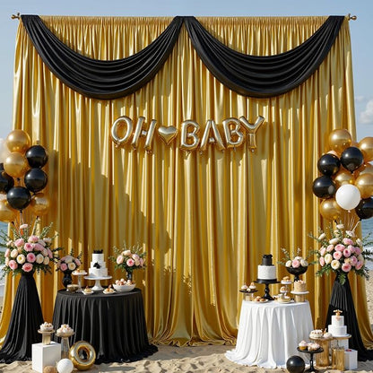 10x10ft Dark Gold Glitter Backdrop Curtain - Image 7