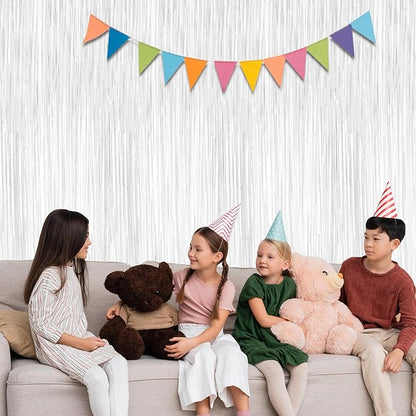 ZATAYE 2 Pack White Foil Curtain Streamer Decorations | White, Metallic Foil - Image 6