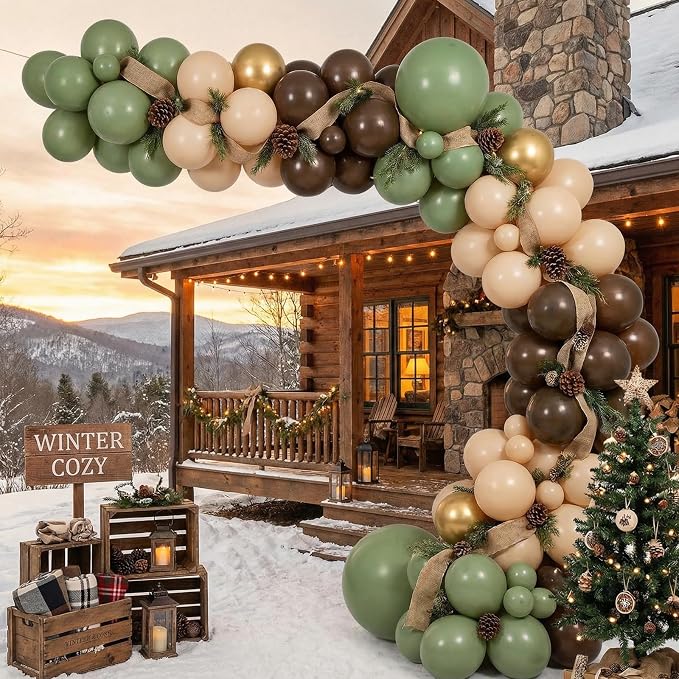 RUBFAC Sage Green and Brown Balloons - Image 6