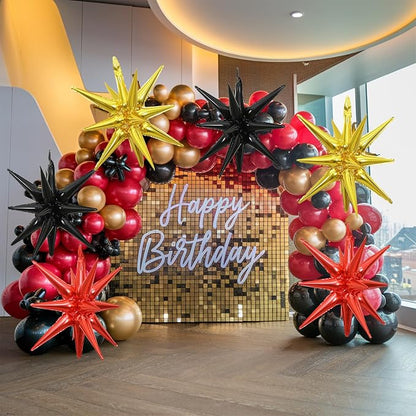 HILAVO 6PCS Star Balloons, 22Inch Red Black and Gold Star Balloon Foil Balloons - Image 8