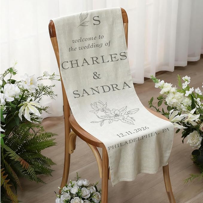 Monogram Wedding Welcome Linen Tapestry Sign, Personalized Initials - Image 6