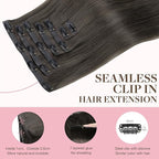 GOO GOO Clip in Hair Extensions Real Human Hair, Remy Human Hair Extensions Clip ins for Women, Natural Human Hair, 18inch 110g 7Pcs, 1C Mocha Brown