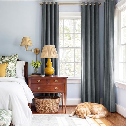 Stone Blue Velvet Drapes Back Tab - Image 8