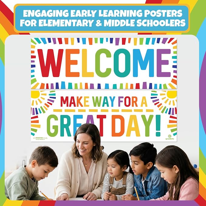 Sproutbrite 2 Welcome Educational Posters & Chart Welcome Banner 13.5"x39" - Image 5