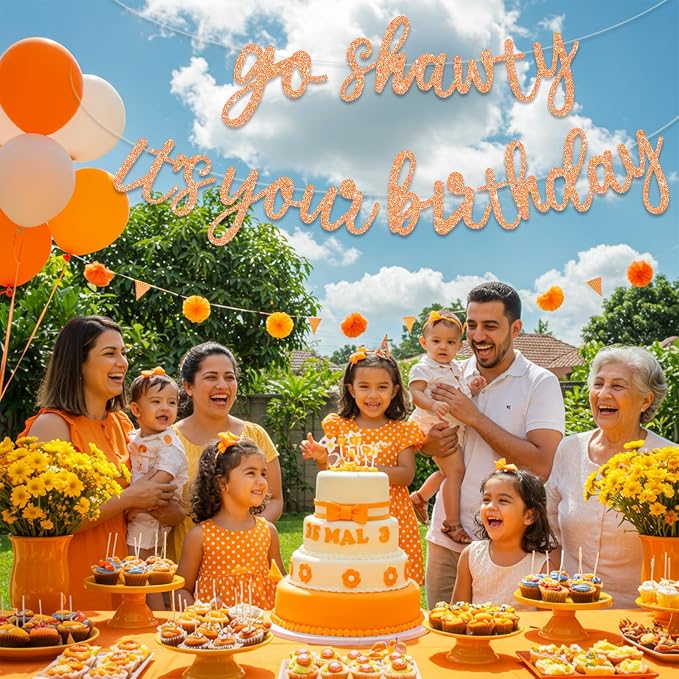 BEISHIDA Light Orange Pre-Strung Go Shawty It's Your Birthday Banner Decor | - Image 6