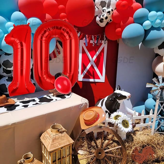 40 Inch 0 Red Number Balloons Mylar Foil Balloon 10th Birthday Party Decor | - Image 3