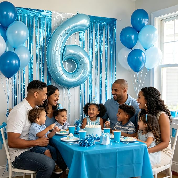 40 Inch Light Blue Number 6 Balloon | 6 Birthday Balloon - Image 4