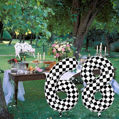 40 Inch Number 9 Balloons for Boys, Checkered Big 9th Birthday Balloons Decor - Image 5