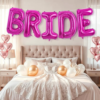 BRIDE Balloons Bachelorette, Hot Pink BRIDE Letter Balloon Bridal Balloons | - Image 5