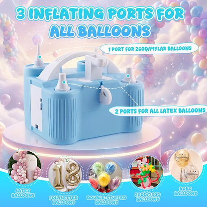 4-in-1 Electric Balloon Pump for All Balloons, Portable Dual Nozzle 600W Air - Image 2