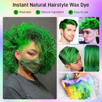 Green Hair Dye, Green Temporary Hair Color Wax, Natural Instant Hair Wax Color, Washable Hair Dye, DIY Temporary Hair Color for Teens Women Men Party Cosplay Halloween, 120g