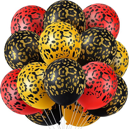 Gejoy 50 Pcs Cheetah Balloons Gold Black Red Leopard Print Balloons 12 Inch by Unknown