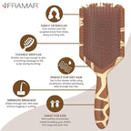 FRAMAR Paddle Hair Brush Detangler, Detangling Hairbrush For Women, Wet Hair Brush For Girls, Hair Detangler Brush, Wet Hairbrush, Hairbrushes, Girls Hairbrush Detangler, Reduces Frizz - Giraffe