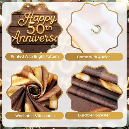Happy 50th Anniversary Decorations Banner, 50th Wedding Anniversary Party - Image 7