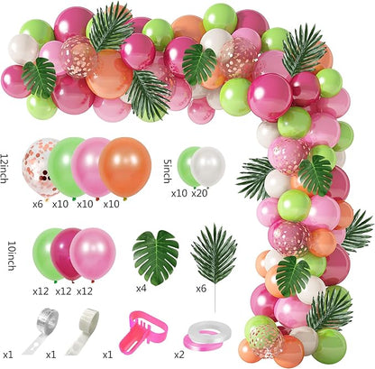 117Pcs Tropical Balloons Arch Garland Kit Luau Party Decorations | Hot Pink - Image 2