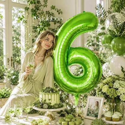 40 Inch Green Number 6 Balloon Lime Big Large Helium Number 0-9 | Giant Digital - Image 2