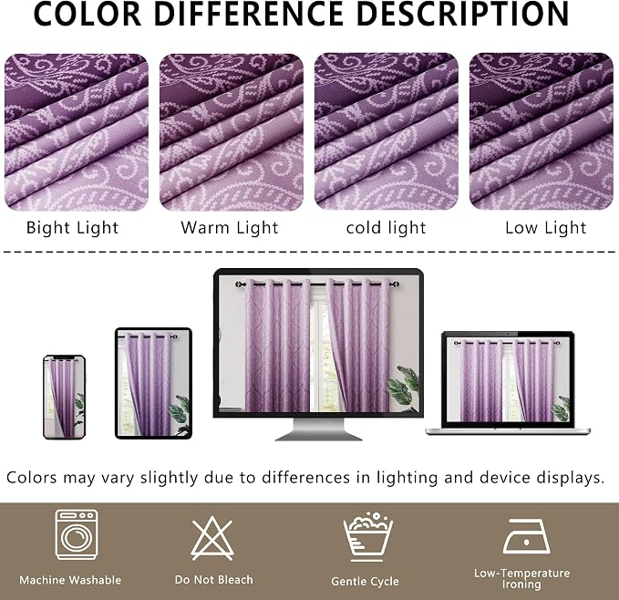 DWCN 100% Blackout Curtains for Bedroom 54 Inch Long - Image 8