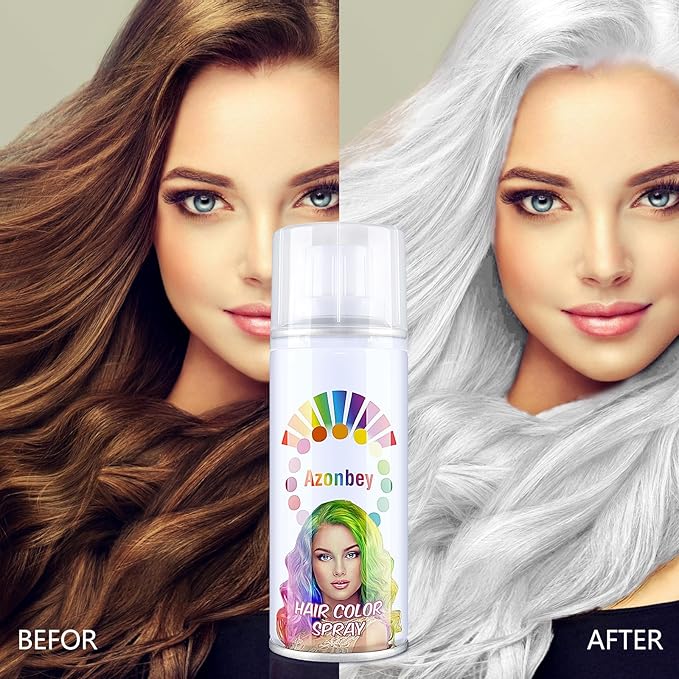 Halloween Hair Spray,Temporary Hair Color Spray for Women Kids Men,Washable Hairspray,Colored Hair Spray,Color Hairspray for Halloween,Party,Cosplay,Christmas Day (#White)