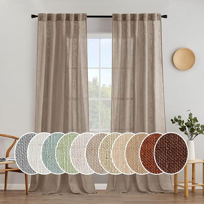 MIULEE Taupe Linen Curtains 52x96 Inch by MIULEE