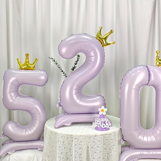 Standing Purple Crown Number 0 Balloon 40In Pastel Purple Crown 0 Balloon | - Image 6