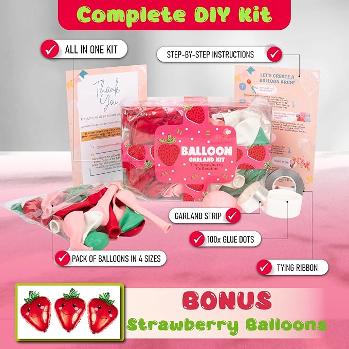 ALL-IN-1 Strawberry Balloon Arch Kit & Garland - Image 2