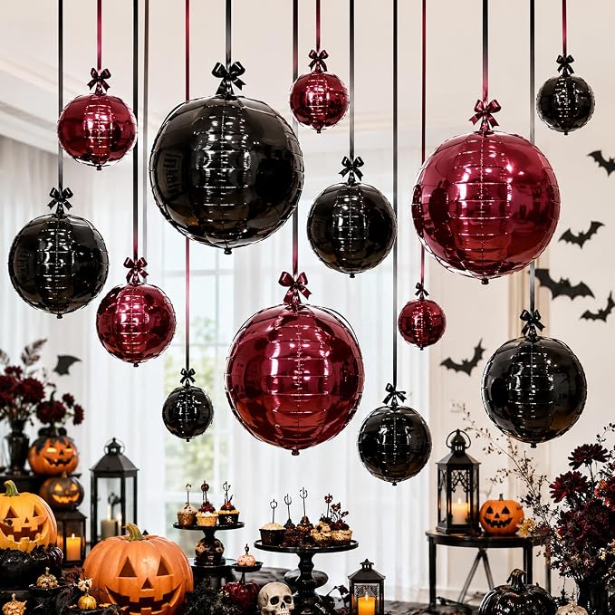 Black Burgundy Round Foil Balloons - Image 8