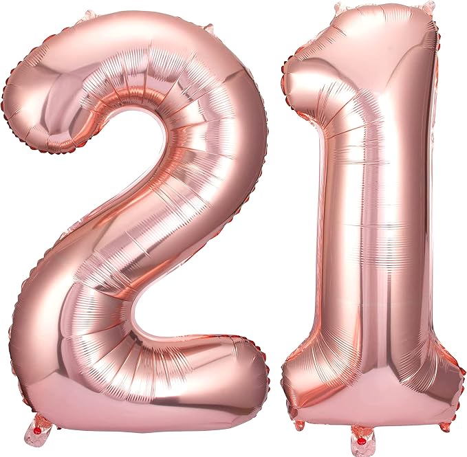 Jonhamwelbor 21 Balloon Number Rose Gold Big Giant Jumbo Number 21 Foil Mylar by Jonhamwelbor