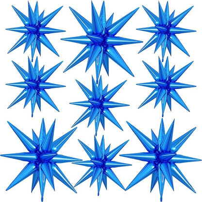9Pcs Blue Star Balloons, Large Explosion Star Foil Balloons, Metallic Blue by Dagelar