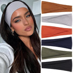 Non-Slip Headbands Set for Women's Hair 6 PCS Cotton Soft Wide Head Bands for Yoga Running Exercise Trendy Elastic Hairbands for Women
