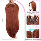 Isaic 24 Inch Synthetic Hair Toppers for Women with Thinning Hair, Clip In Crown Topper Hair Extensions with Adjustable Bandage, Layered Wiglet for Natural Coverage (Copper)