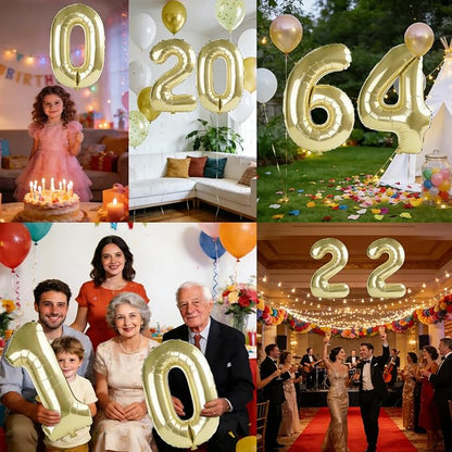 40 Inch Number 64 Balloons for 64th Birthday Party Decorations, 0-100 Champagne - Image 7