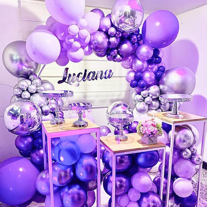 PartyWoo Metallic Purple Balloons 130pcs Chrome Purple Color | 18 12 10 5 Inch - Image 7