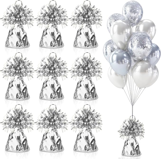 9 PCS Metallic Wrapped Balloons Weights Silver Helium Balloon Weight Balloon by SPFYunion