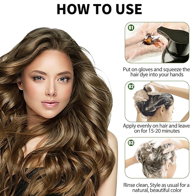 Light Brown Hair Dye Shampoo for 100% Gray Coverage - 3 IN 1 Hair Color Shampoo with Argan Oil & Ginseng, Ammonia & Paraben Free, Long Lasting Semi-Permanent Natural Color for Women & Men (500ml)