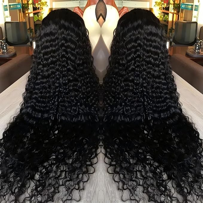 13x6 HD Deep Wave Lace Front Wigs Human Hair Glueless Wigs Human Hair Deep Wave Wig 28 Inch Lace Frontal Wigs Human Hair Deep Wave Wigs for Women Pre Plucked Curly Wig