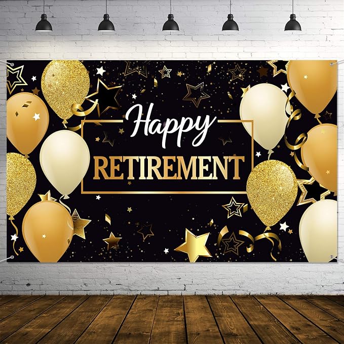 Blulu Retirement Party Decorations, Extra Large Fabric Retire Sign Banner Photo by Blulu